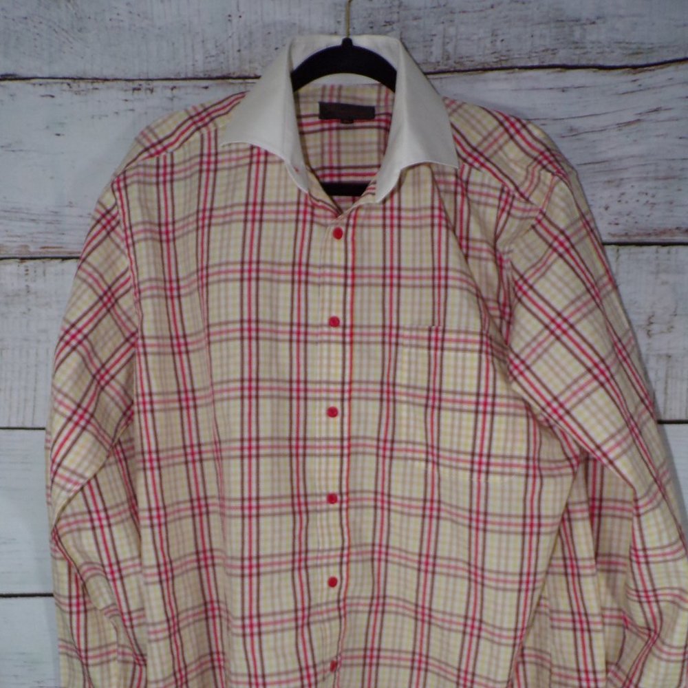 Bruno Conte by Don Jonathan Men's Dress Shirt Plaid size 16 1/2 34/35